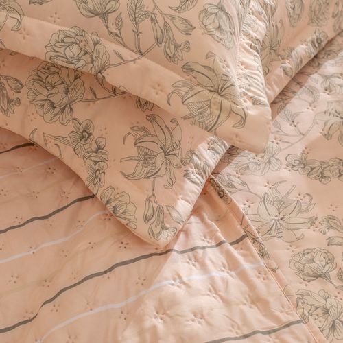 Cubrecama Queen Size Reversible Flores de Peonia