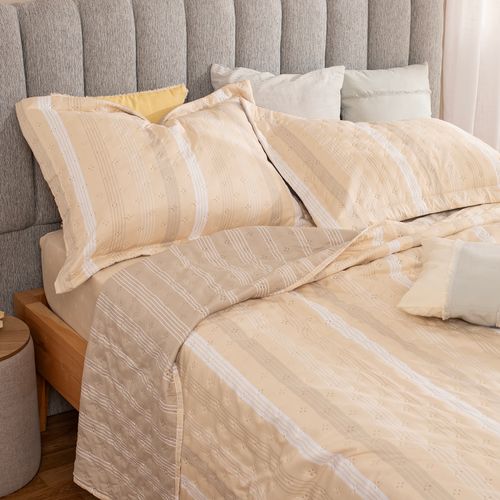 Cubrecama Queen Reversible Rayado Simple