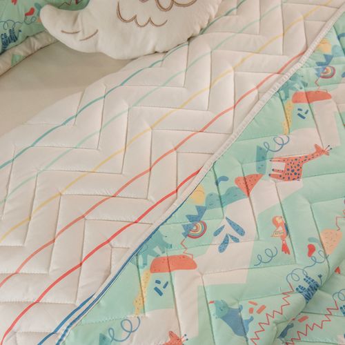 Cubrecama 1 Plaza Reversible Selva Zigzag
