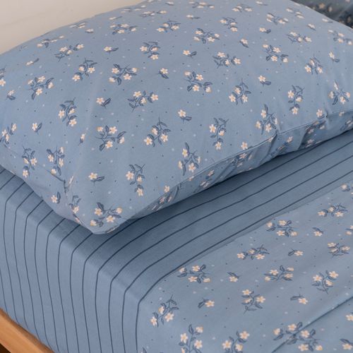 Juego de Sábanas Queen Algodón Blend Flores Claras