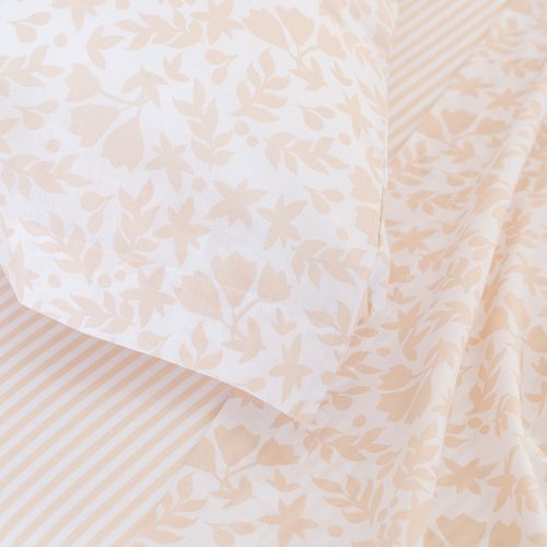 Juego de Sábanas Extra Queen Algodón Blend Flor Tierra