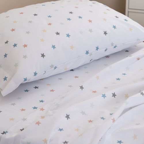 Juego de Sábanas 1 Plaza Algodón Blend Estrellas Ensueño