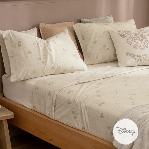 Juego de Sábanas Queen Algodón Blend Disney Mickey Cuadrille